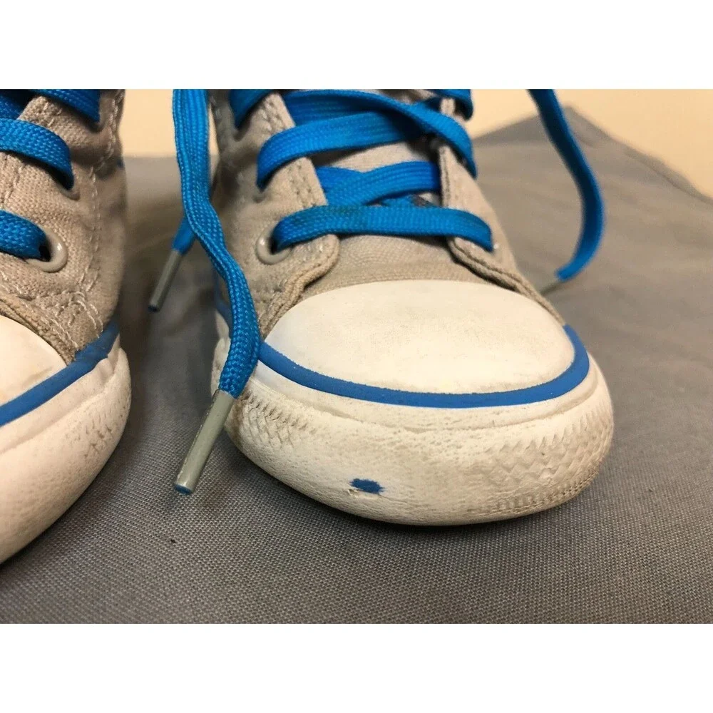 Converse All Star hi top Kids sneakers lace up shoes -gray/royal blue Size US 8